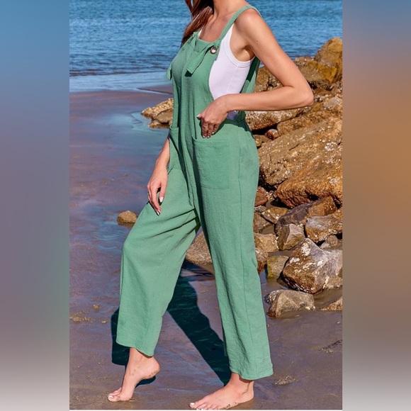 Cupshe Woman’s XL Mint Square Neck Sleeveless Straight Leg Jumpsuit Vacation - Picture 5 of 6
